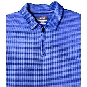 Alfani Quick Dry Golf Polo Men M Blue Stripe 1/4 Zip Pullover Short Sleeve Shirt
